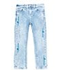 Color:Blue - Image 1 - Little Girls 2T-7 Logo Embroidered Skinny Denim Jeans