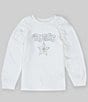 Color:Cream White - Image 1 - Little Girls 2T-7 Long Sleeve Embellished Pullover