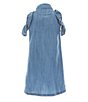 Color:Denim - Image 2 - Little Girls 2T-7 Off-The-Shoulder Denim A-Line Dress