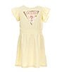 Color:Medium Yellow - Image 1 - Little Girls 2T-7 Short Ruffle Sleeve Stretch Jersey Dress