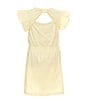 Color:Medium Yellow - Image 2 - Little Girls 2T-7 Short Ruffle Sleeve Stretch Jersey Dress