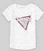 Color:White - Image 1 - Little Girls 2T-7 Short Sleeve Embroidered Triangle Logo T-Shirt