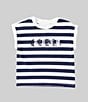 Color:Dark Black - Image 1 - Little Girls 2T-7 Short Sleeve Guess Stripe T-Shirt