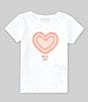 Color:Open White - Image 1 - Little Girls 2T-7 Short Sleeve Heart Patch T-Shirt