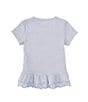 Color:Medium Blue - Image 2 - Little Girls 2T-7 Short Sleeve Ruffle Trim Love T-Shirt
