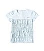 Color:Medium Blue - Image 1 - Little Girl's 2T-7 Short Sleeve Tiered Lace T-Shirt