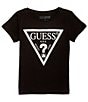 Color:Black - Image 1 - Little Girls 2T-7 Short-Sleeve Triangle Core Graphic Tee