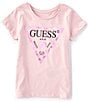 Color:Ballet Pink - Image 1 - Little Girls 2T-7 Short-Sleeve Triangle Core Graphic Tee