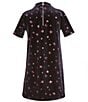 Color:Black Stars - Image 2 - Little Girls 2T-7 Short Sleeve Velour Star Print Dress