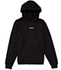 Color:Jet Black - Image 1 - Long Sleeve Roy Embroidered Logo Brushed Fleece Hoodie