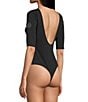 Guess Low Back #double;Guess#double; Bling Accented Short Sleeve Bodysuit, Color:Jet Black - Image 3