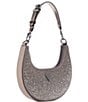 Color:Pewter - Image 4 - Lua Small Sequin Silver Hardware Shoulder Hobo Bag