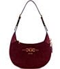 Guess Malva Suede Hobo Bag, Color:Burgundy - Image 1