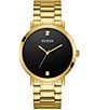 Color:Gold - Image 1 - Men's Gold-Tone and Black Diamond Analog Watch