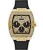 Color:Black - Image 1 - Men's Gold-Tone Crystal Multifunction Watch