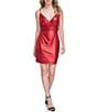 Color:Red - Image 1 - Metallic Knit Surplice V-Neck Sleeveless Mini Dress