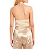 Color:Pearl Oyster - Image 2 - Mia Sequin Mock Neck Sleeveless Crop Top