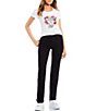 Color:Carrie Black - Image 3 - Mid-Rise Straight Jeans