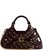 Guess Mintha Brown Logo Satchel Bag, Color:Brown Logo/Claret - Image 1