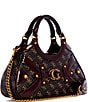 Guess Mintha Brown Logo Satchel Bag, Color:Brown Logo/Claret - Image 4