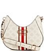 Color:Cream Logo - Image 1 - Nelka Top Zip Logo Crossbody Bag