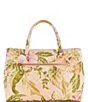 Color:Peach Floral - Image 2 - Nerina Girlfriend Floral Quilted Satchel Bag