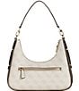 Color:Dove Logo - Image 2 - Noreen Logo Top Zip Hobo Shoulder Bag