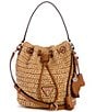 Guess Ofelia Top Handle Woven Straw Bucket Bag - Image 1