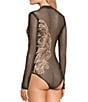 Guess Penelope Long Sleeve Slinky Mesh Bodysuit, Color:Medium Brown - Image 2