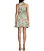 Color:Multi - Image 2 - Romana Rose Meadow Print Halter Neck Fit & Flare Chiffon Dress