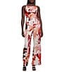 Guess Sana Tropical Printed Sleeveless Satin Jumpsuit - Image 1