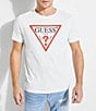 Color:White - Image 1 - Short-Sleeve Slim Fit Classic Triangle Logo Graphic T-Shirt