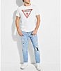 Color:White - Image 3 - Short-Sleeve Slim Fit Classic Triangle Logo Graphic T-Shirt