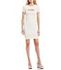 Color:Cream White - Image 1 - Short Sleeve Cut Out Front Ribbed Knit Bodycon Dress
