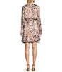 Guess Sibilla Jaguar-Printed Long Sleeve Belted Chiffon Dress, Color:Rust - Image 2