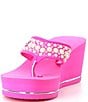 Color:Pink - Image 4 - Silus Pearl Embellished Platform Wedge Thong Sandals