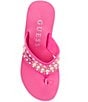 Color:Pink - Image 5 - Silus Pearl Embellished Platform Wedge Thong Sandals