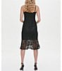 Color:Black - Image 2 - V-Neck Sleeveless Flounce Hem Floral Lace Sheath Dress
