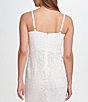 Color:White - Image 4 - V-Neck Sleeveless Flounce Hem Floral Lace Sheath Dress