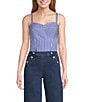 Guess Tecla Sleeveless Mixed-Stripe Poplin Bustier Top - Image 1