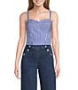 Guess Tecla Sleeveless Mixed-Stripe Poplin Bustier Top - Image 1