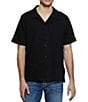Color:Jet Black - Image 1 - Toledo Knit Camp Collar Short Sleeve Shirt