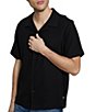 Color:Jet Black - Image 3 - Toledo Knit Camp Collar Short Sleeve Shirt