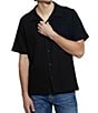 Color:Jet Black - Image 4 - Toledo Knit Camp Collar Short Sleeve Shirt