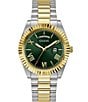 Guess Unisex Conn Analog Two Tone Stainless Steel Bracelet Watch, Color:Two Tone/Green - Image 1