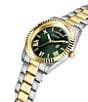 Color:Two Tone/Green - Image 4 - Unisex Conn Analog Two Tone Stainless Steel Bracelet Watch