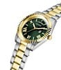 Guess Unisex Conn Analog Two Tone Stainless Steel Bracelet Watch, Color:Two Tone/Green - Image 4