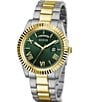 Color:Two Tone/Green - Image 5 - Unisex Conn Analog Two Tone Stainless Steel Bracelet Watch