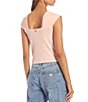 Color:Pink - Image 2 - Valeriana Tie Sweetheart Neck Ribbed Knit Top
