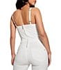 Color:Pure White - Image 4 - Vanna Guess Belted Skinny Leg Jumpsuit